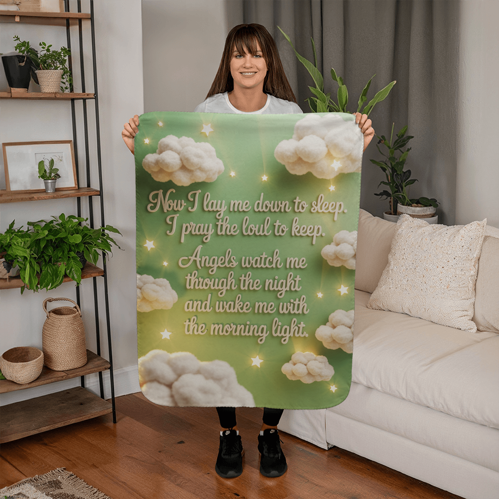 Now I lay me down to sleep Blanket (green)