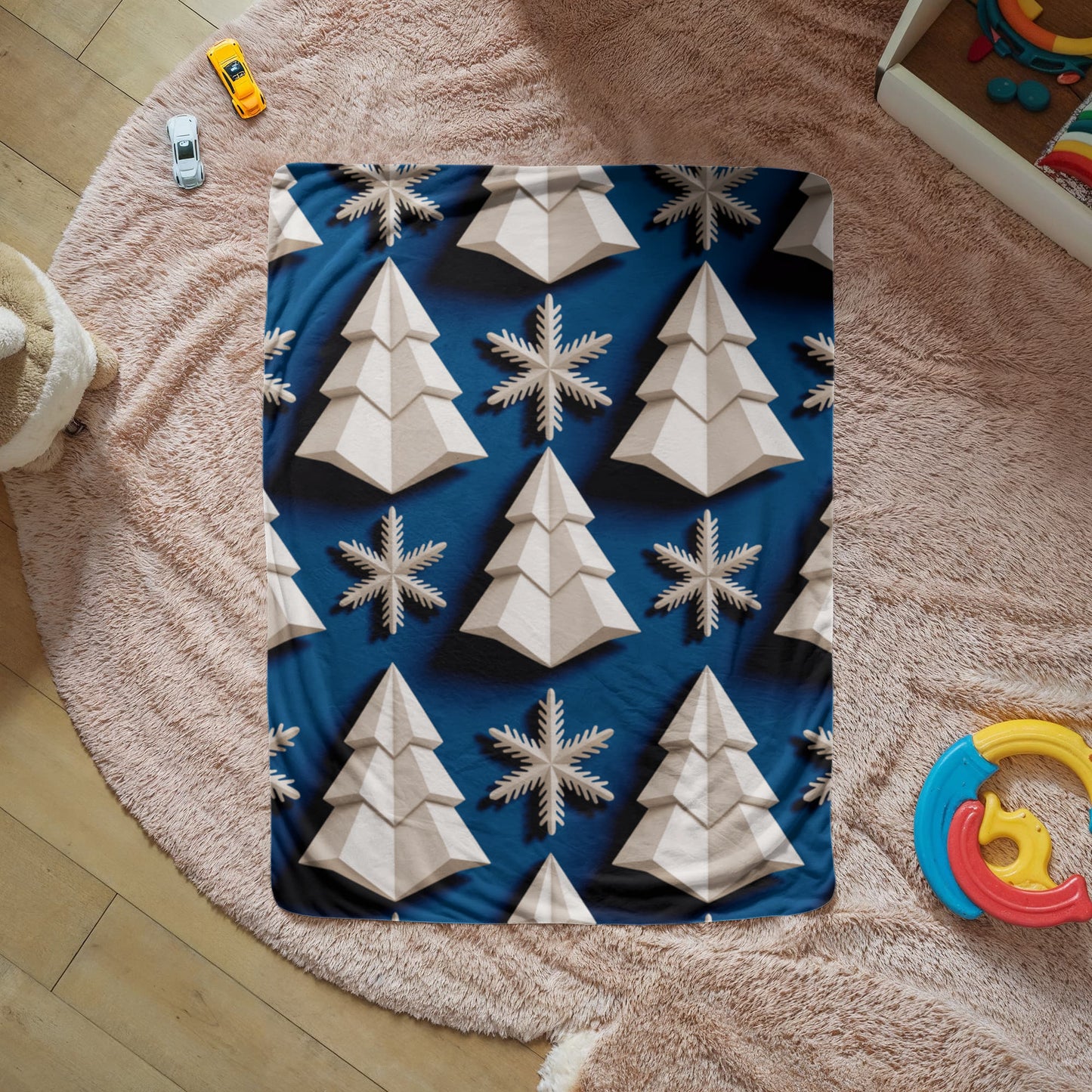 Christmas Blue Geometric Blanket