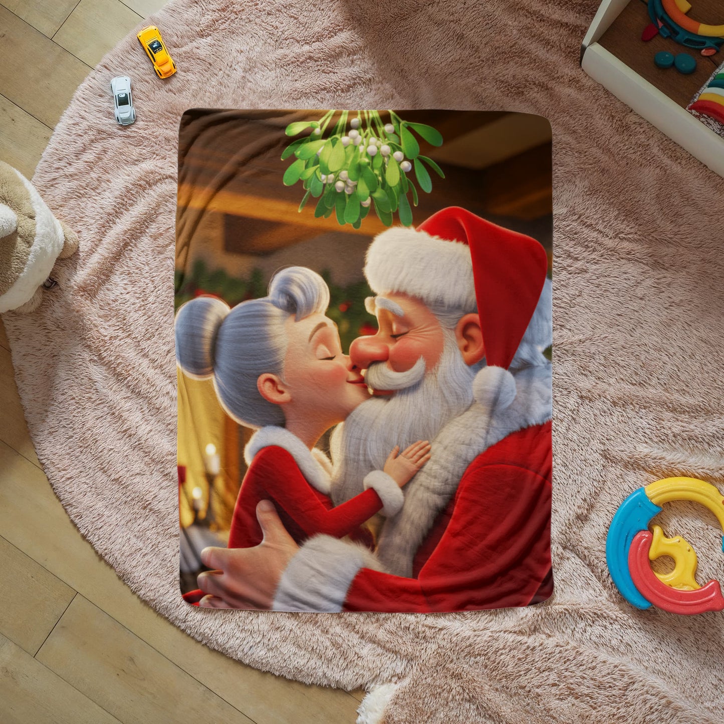 Mr. and Mrs. Claus Kissing Blanket