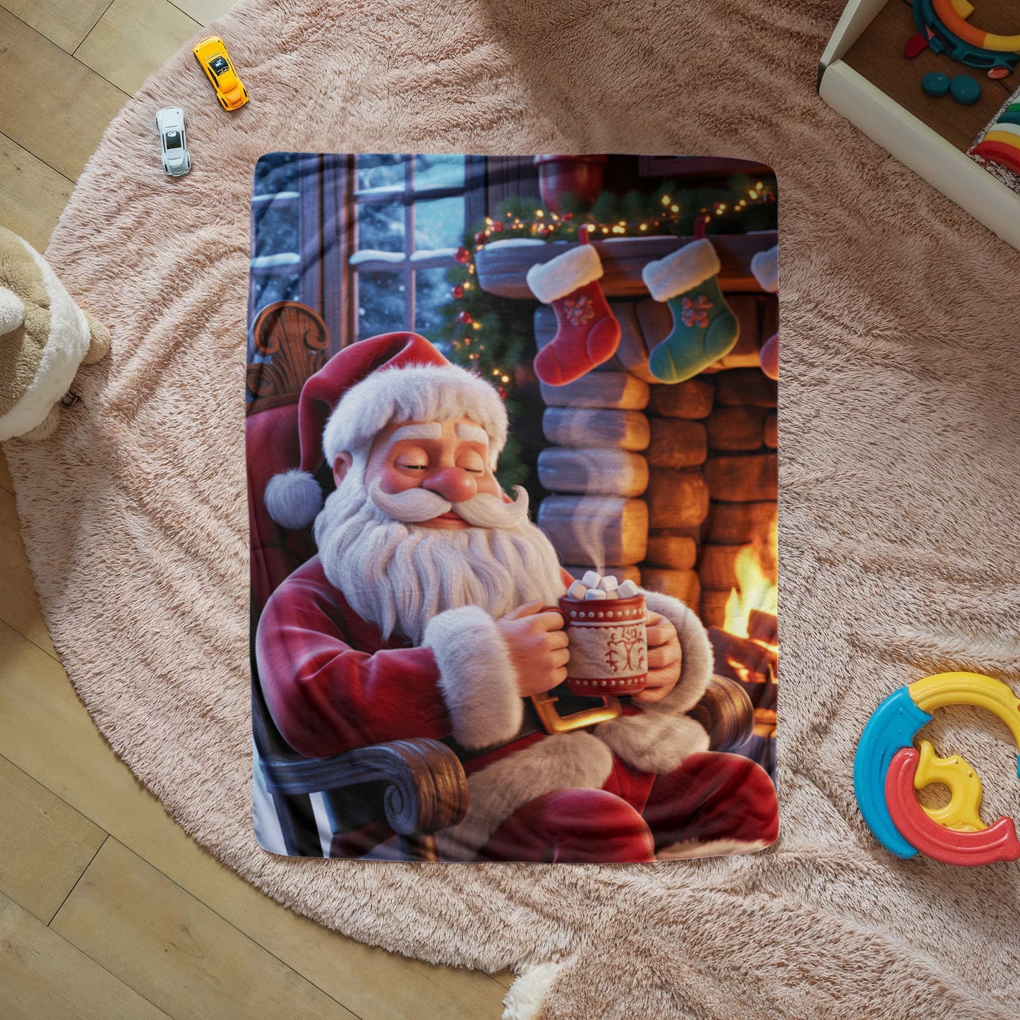 Tired Santa Christmas Blanket