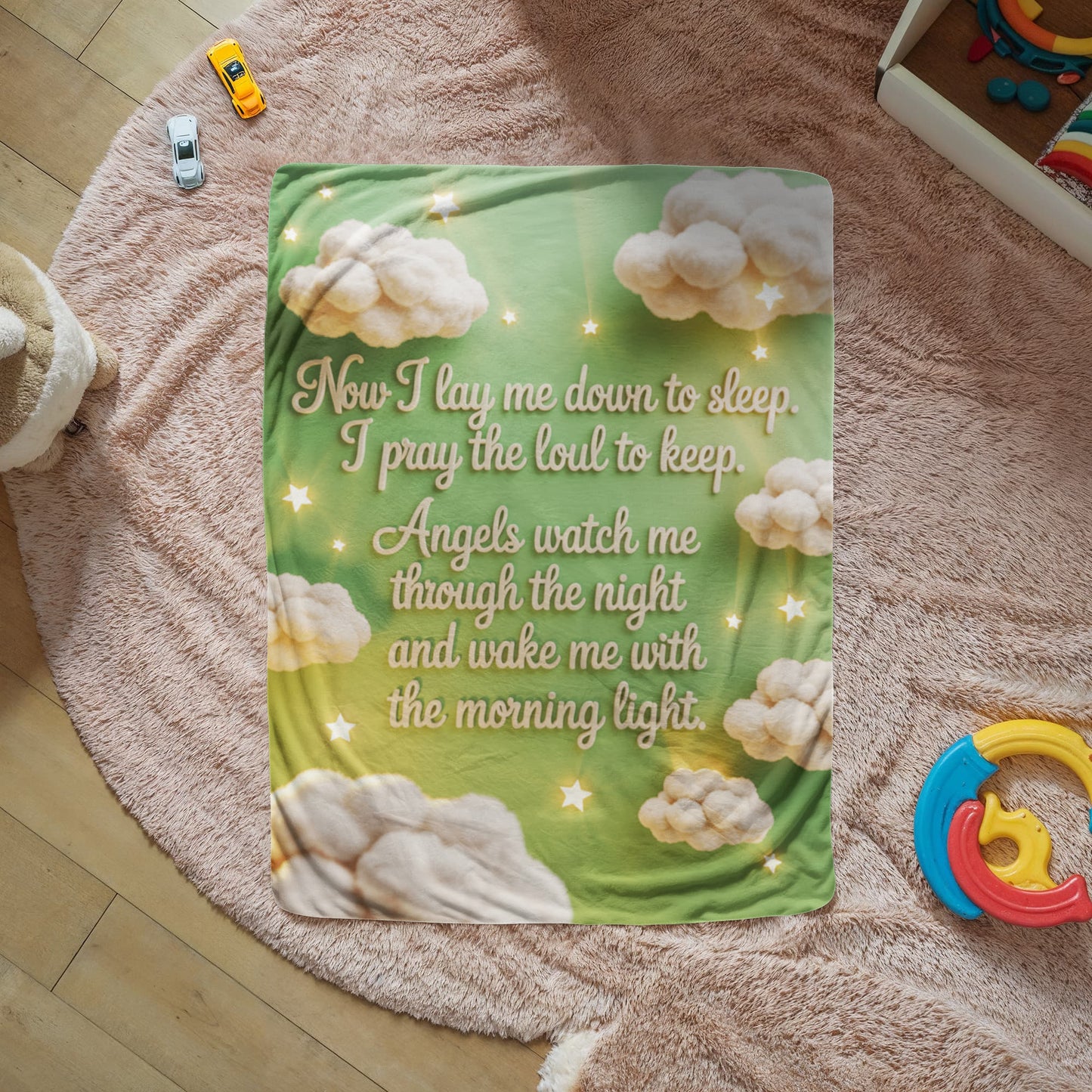 Now I lay me down to sleep Blanket (green)