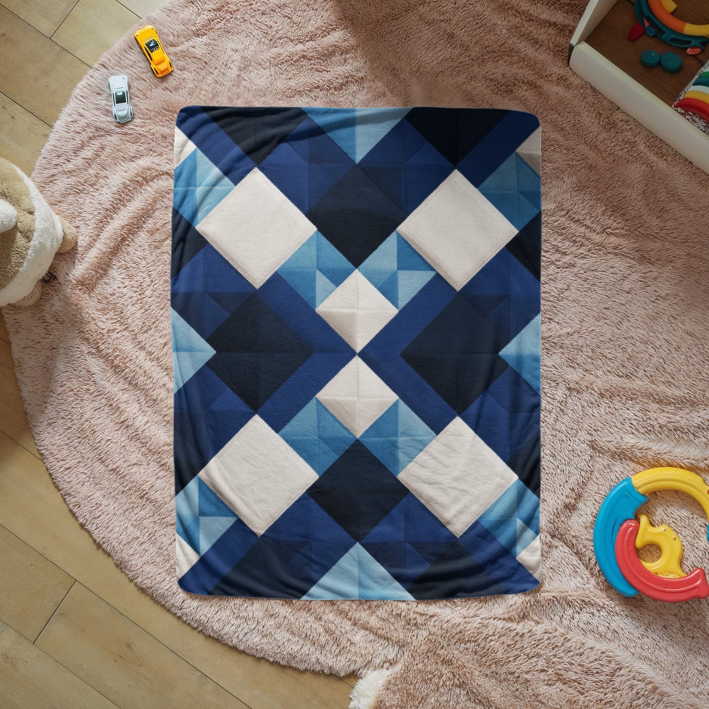 Blue Multi Sherpa Blanket