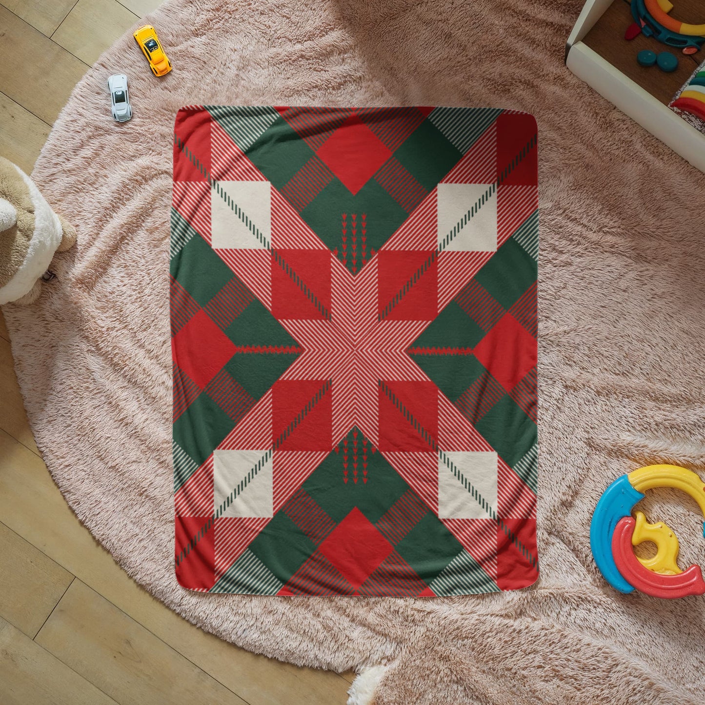 Red and Green Multi Sherpa Blanket