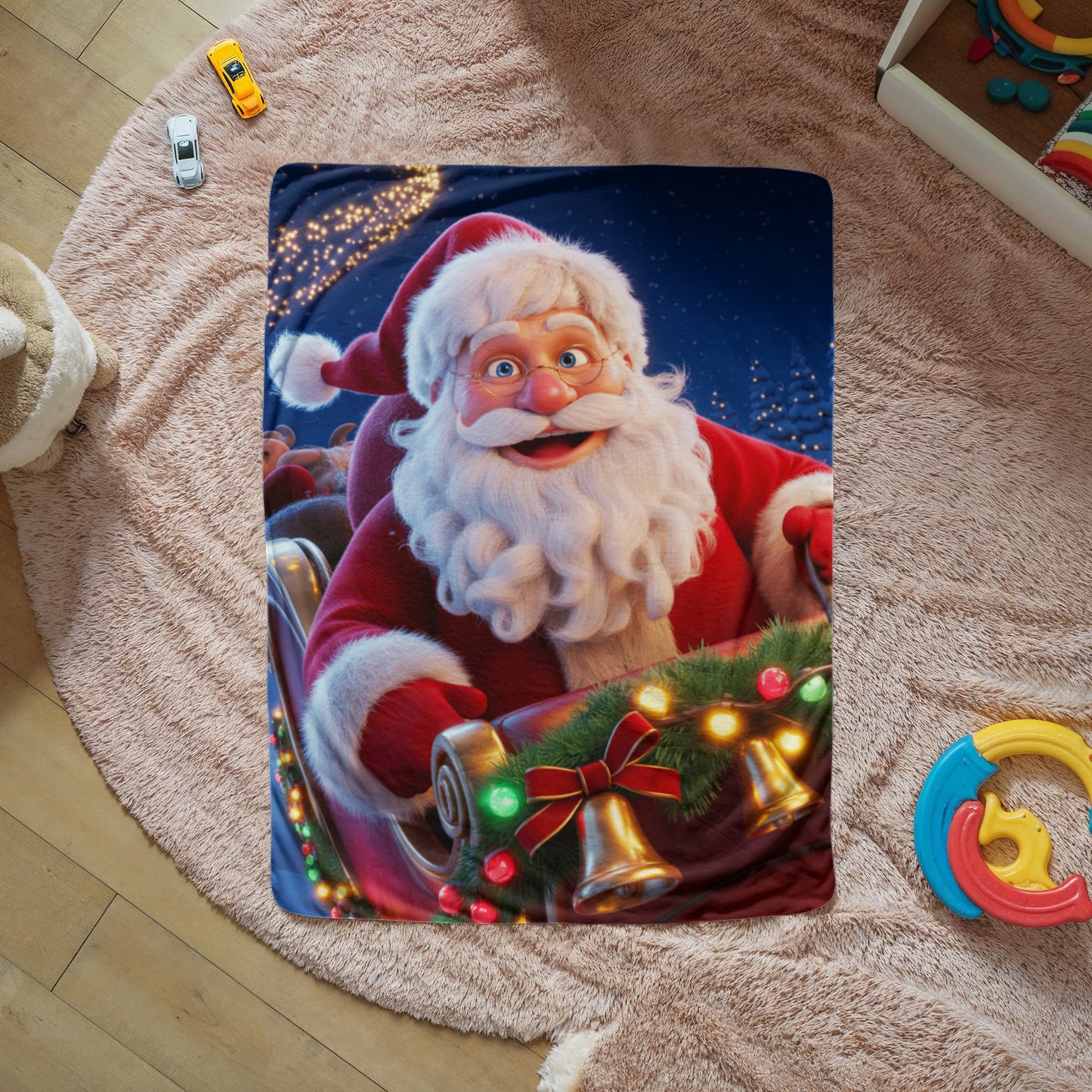 Santa and Sleigh Christmas Blanket