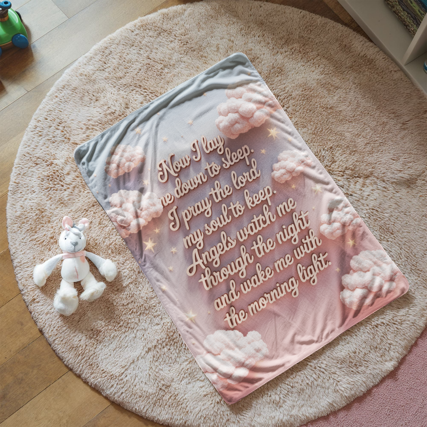 Now  I lay me down to sleep Blanket (pink)