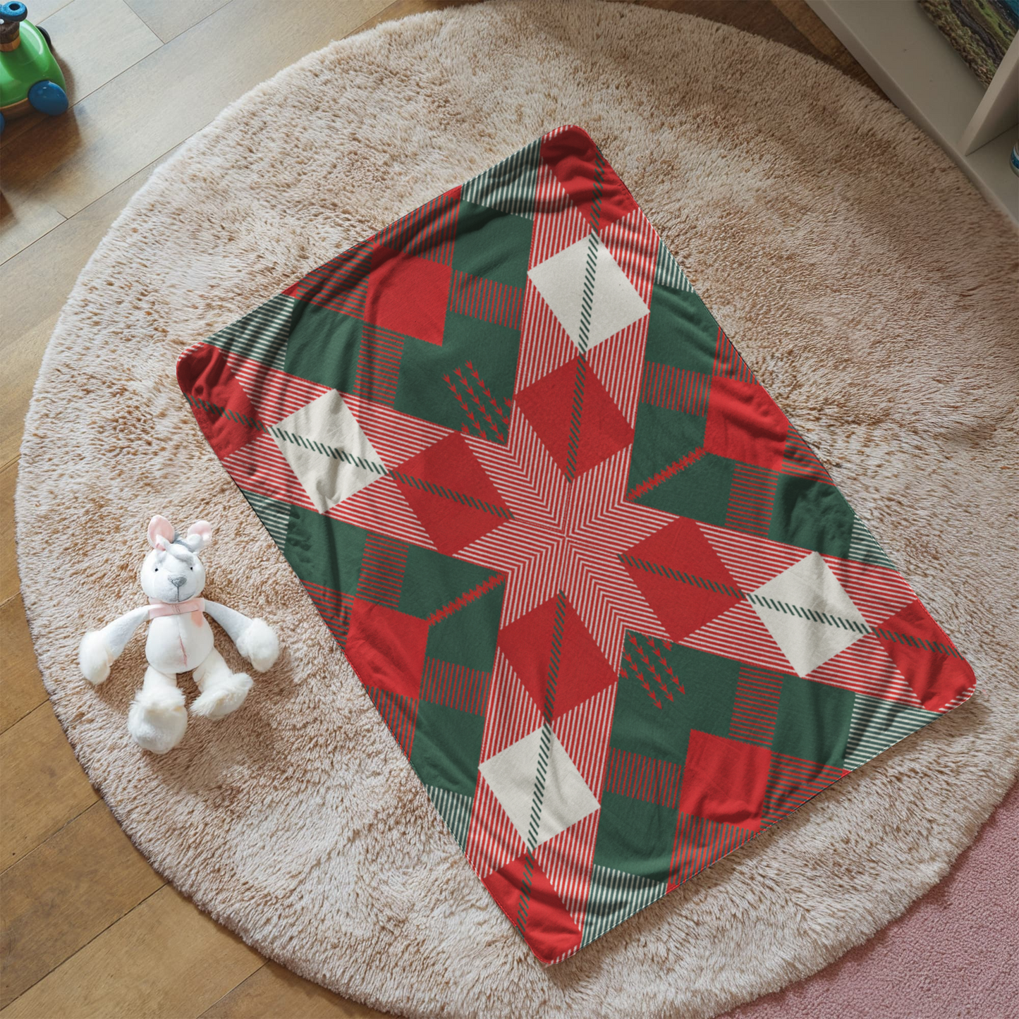 Red and Green Multi Sherpa Blanket