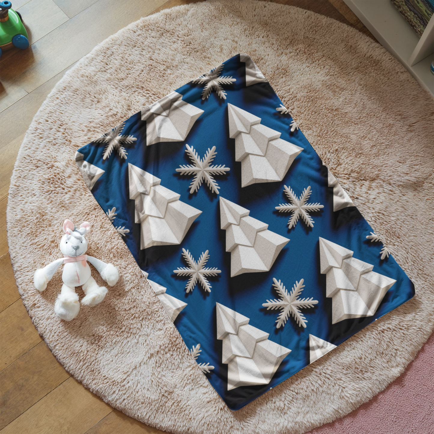 Christmas Blue Geometric Blanket