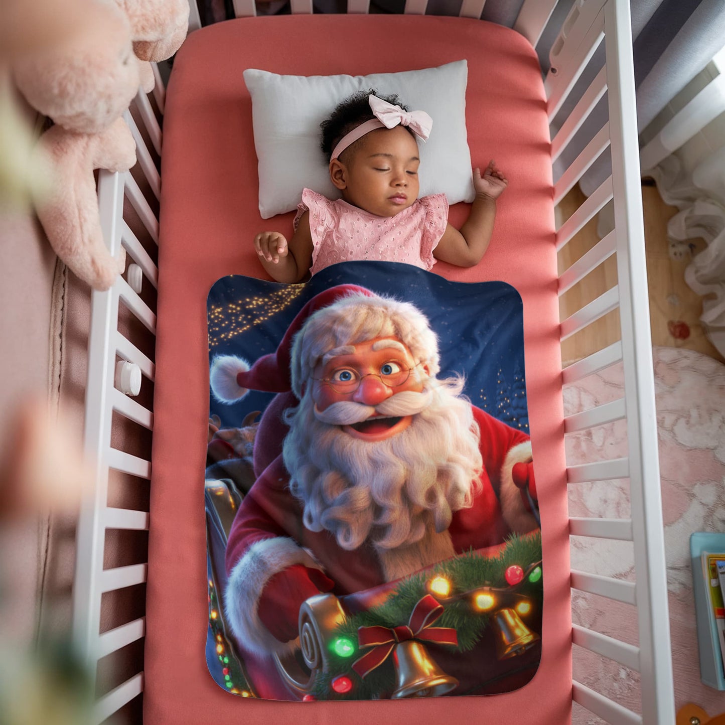 Santa and Sleigh Christmas Blanket