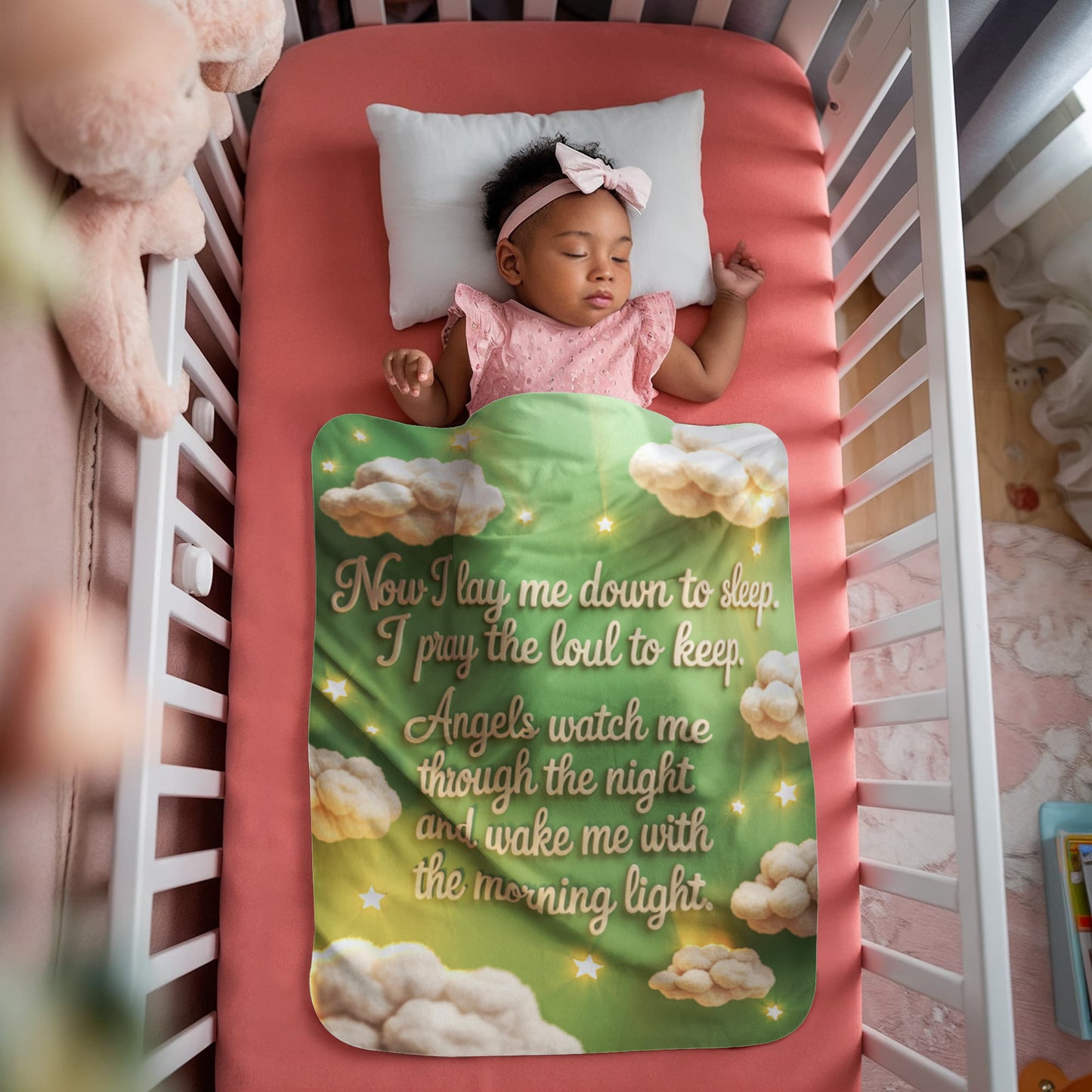 Now I lay me down to sleep Blanket (green)