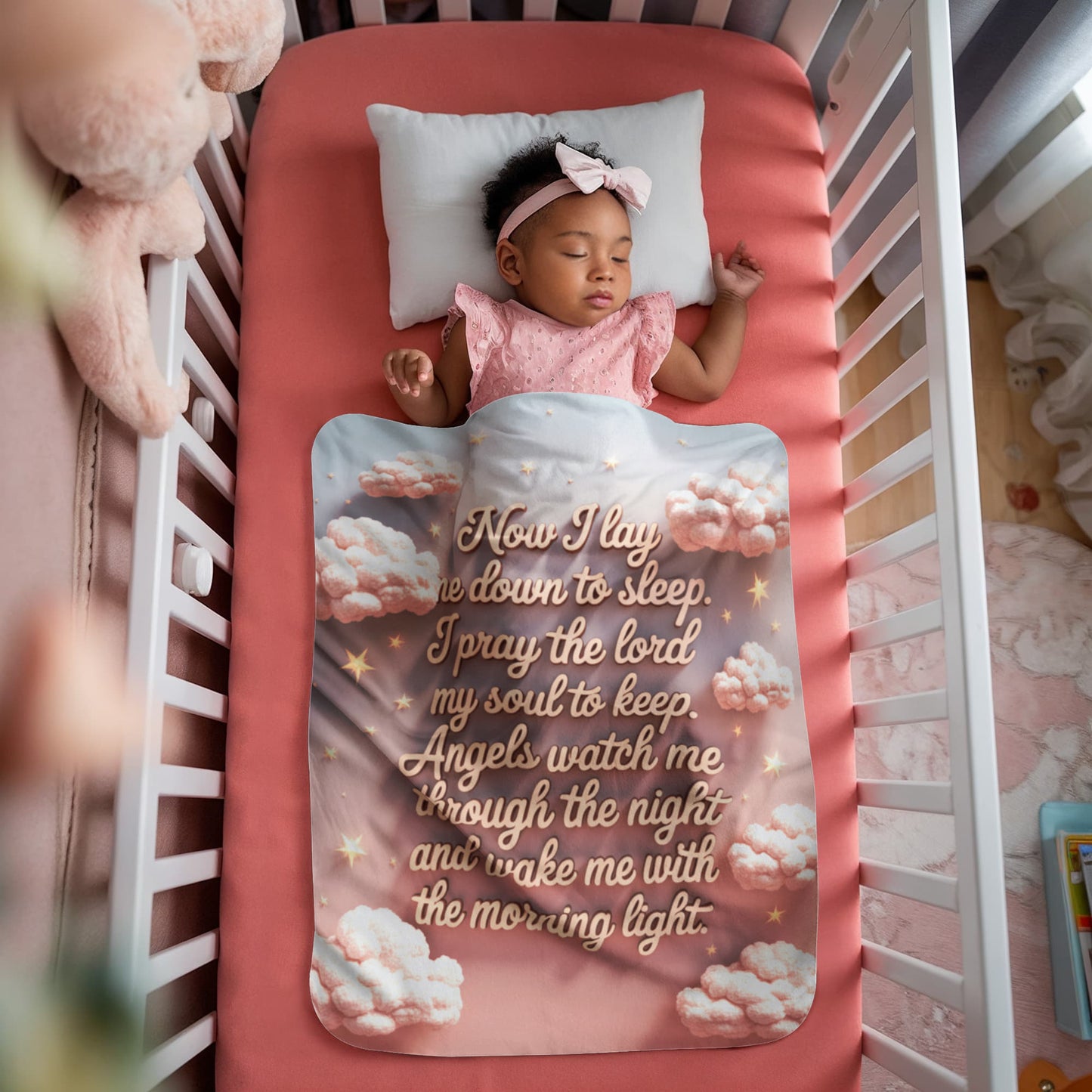 Now  I lay me down to sleep Blanket (pink)