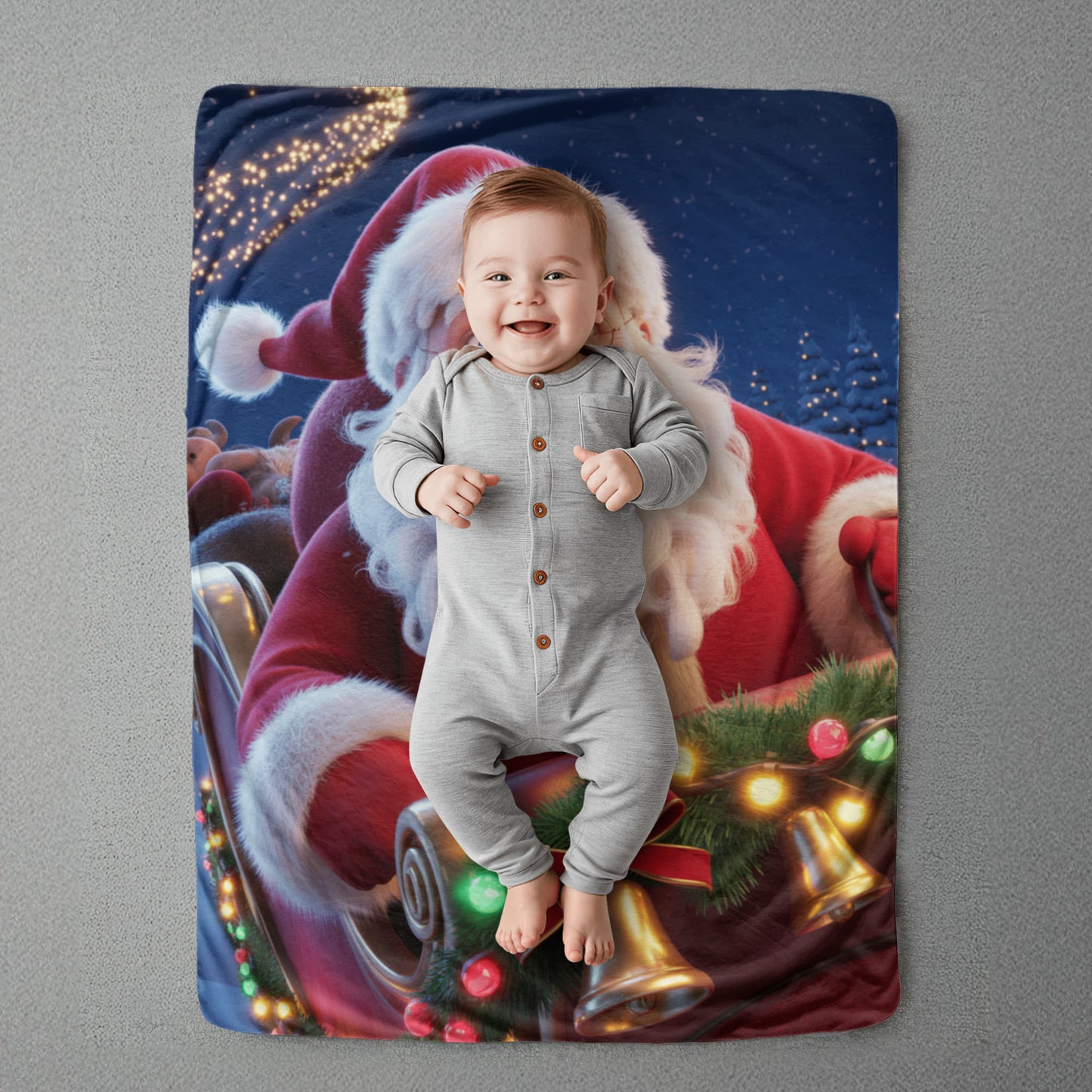 Santa and Sleigh Christmas Blanket