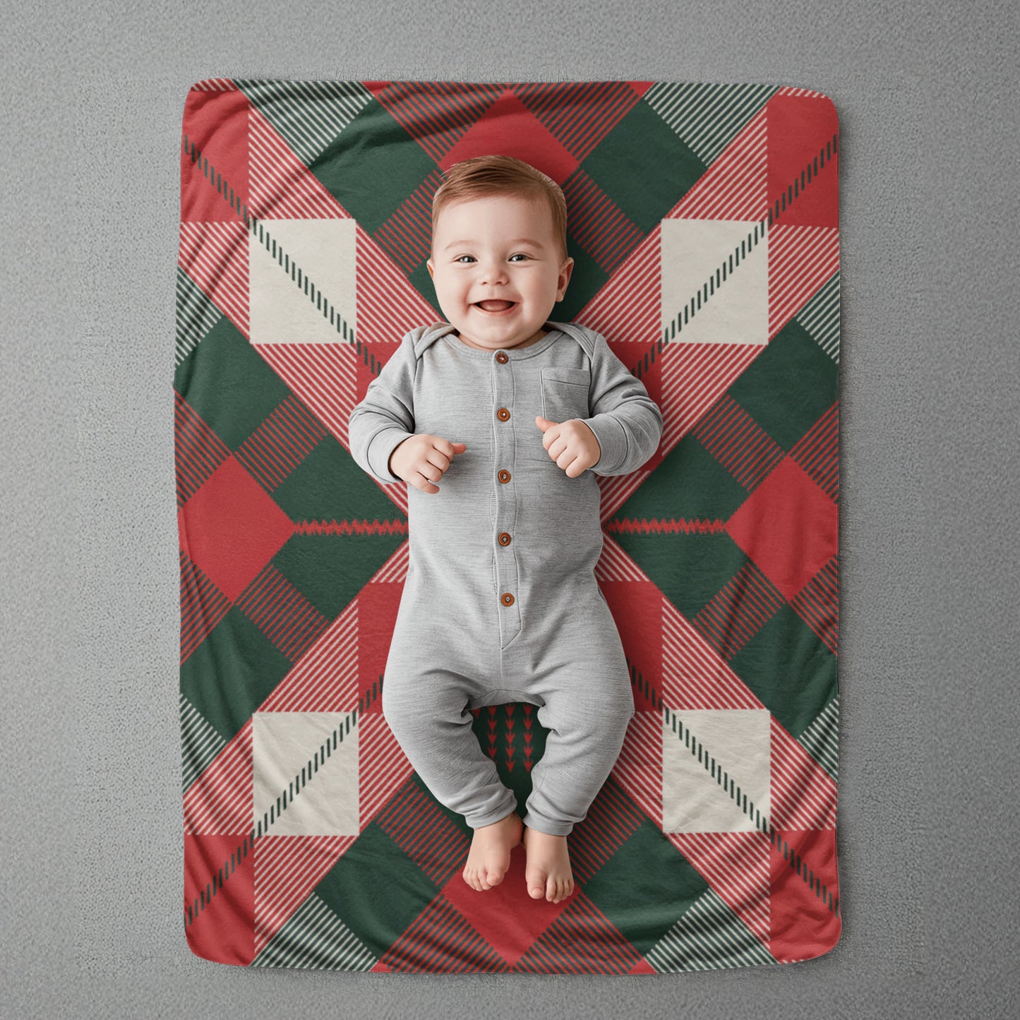 Red and Green Multi Sherpa Blanket