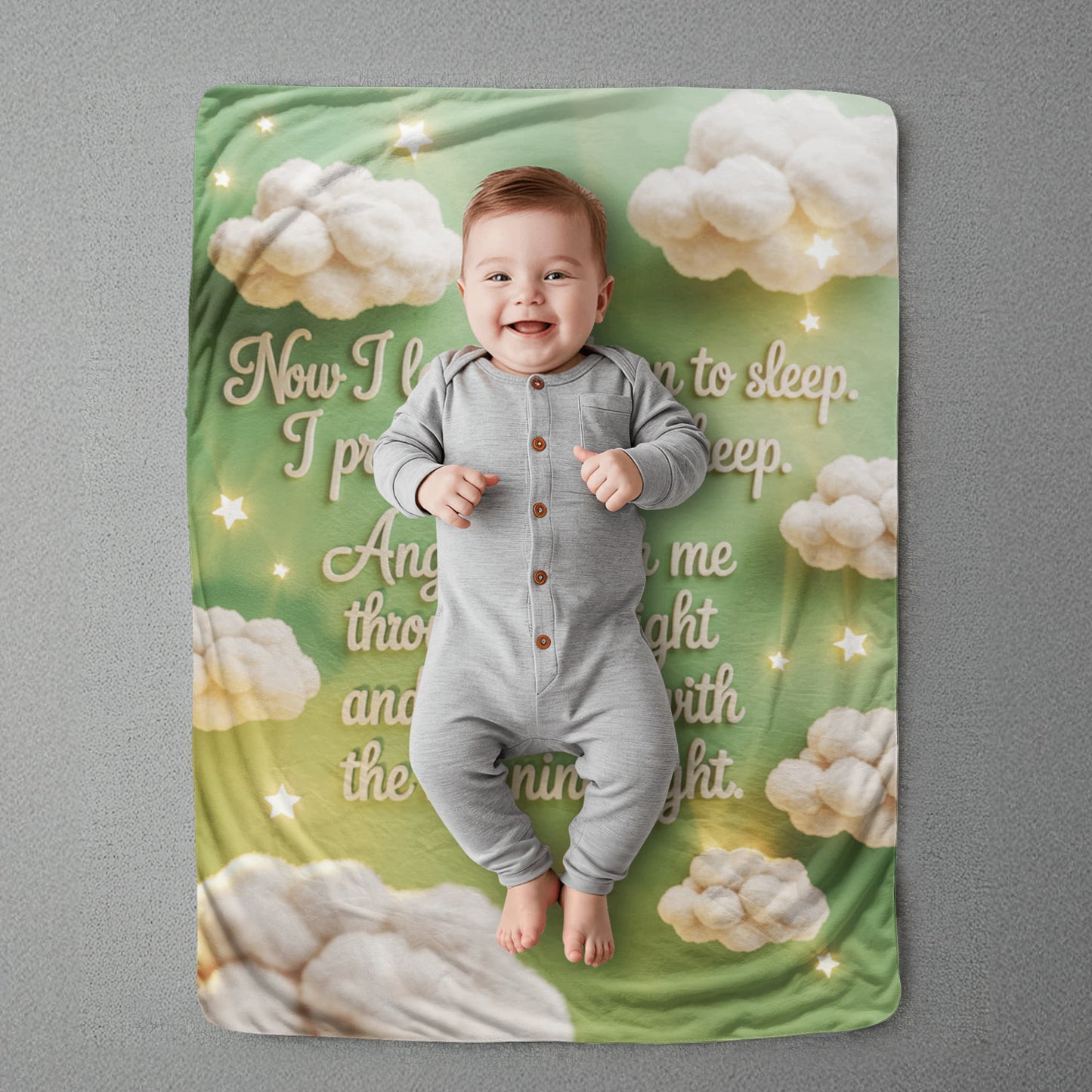 Now I lay me down to sleep Blanket (green)