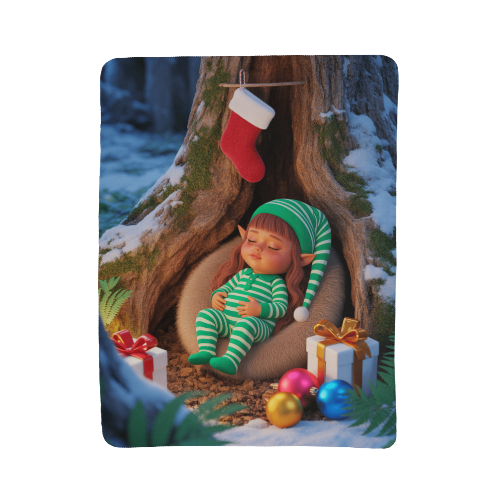 Sleeping Elf Brown Haired Girl Blanket