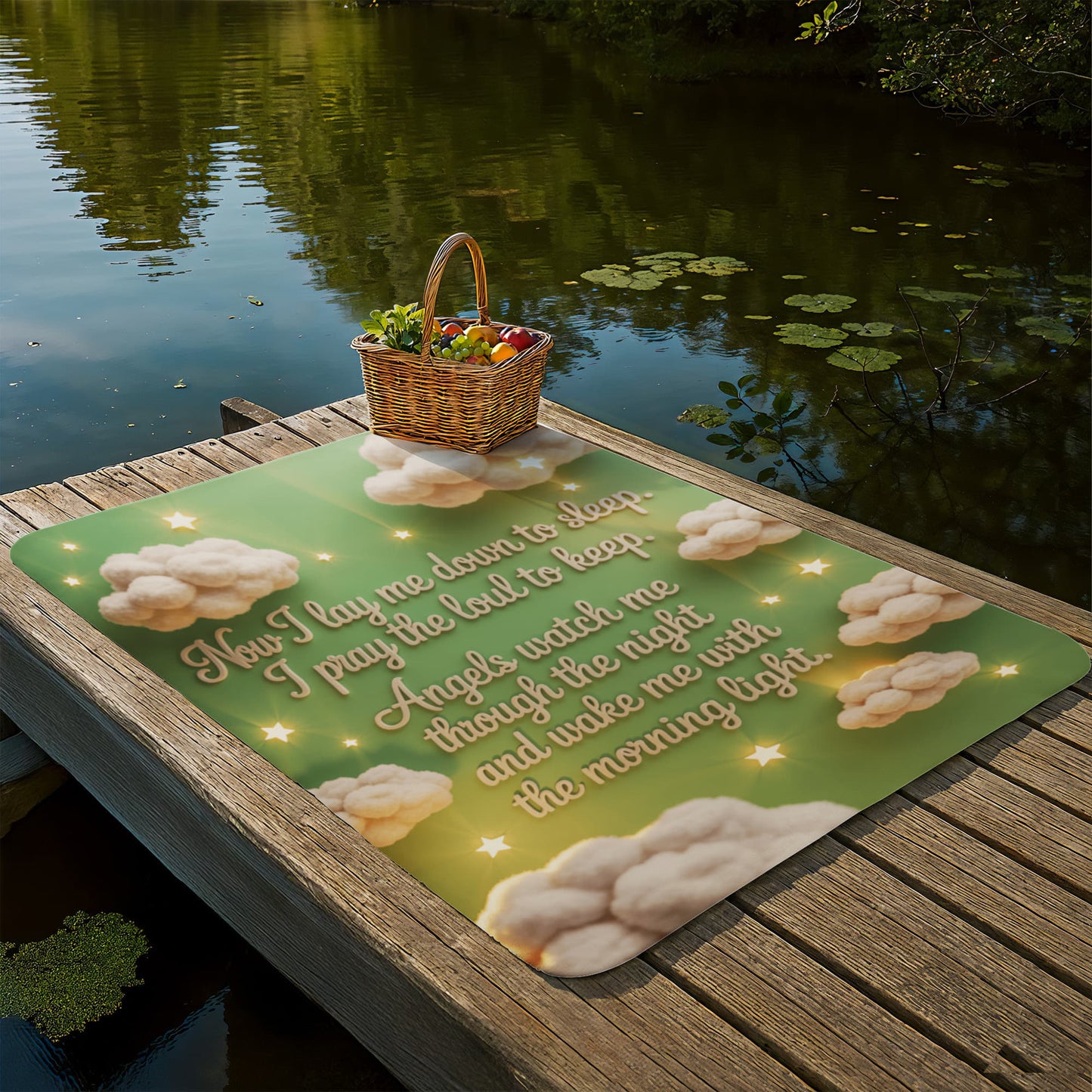 Now I lay me down to sleep Blanket (green)