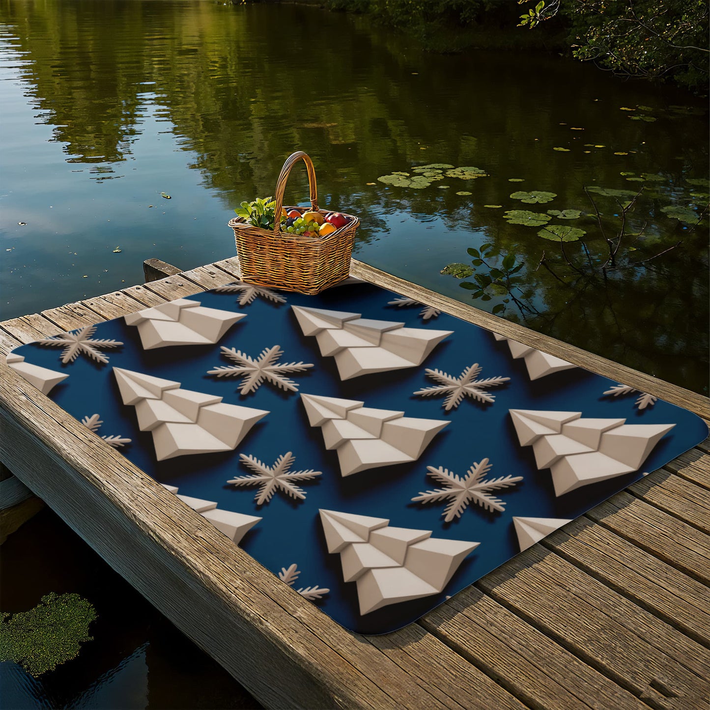 Christmas Blue Geometric Blanket