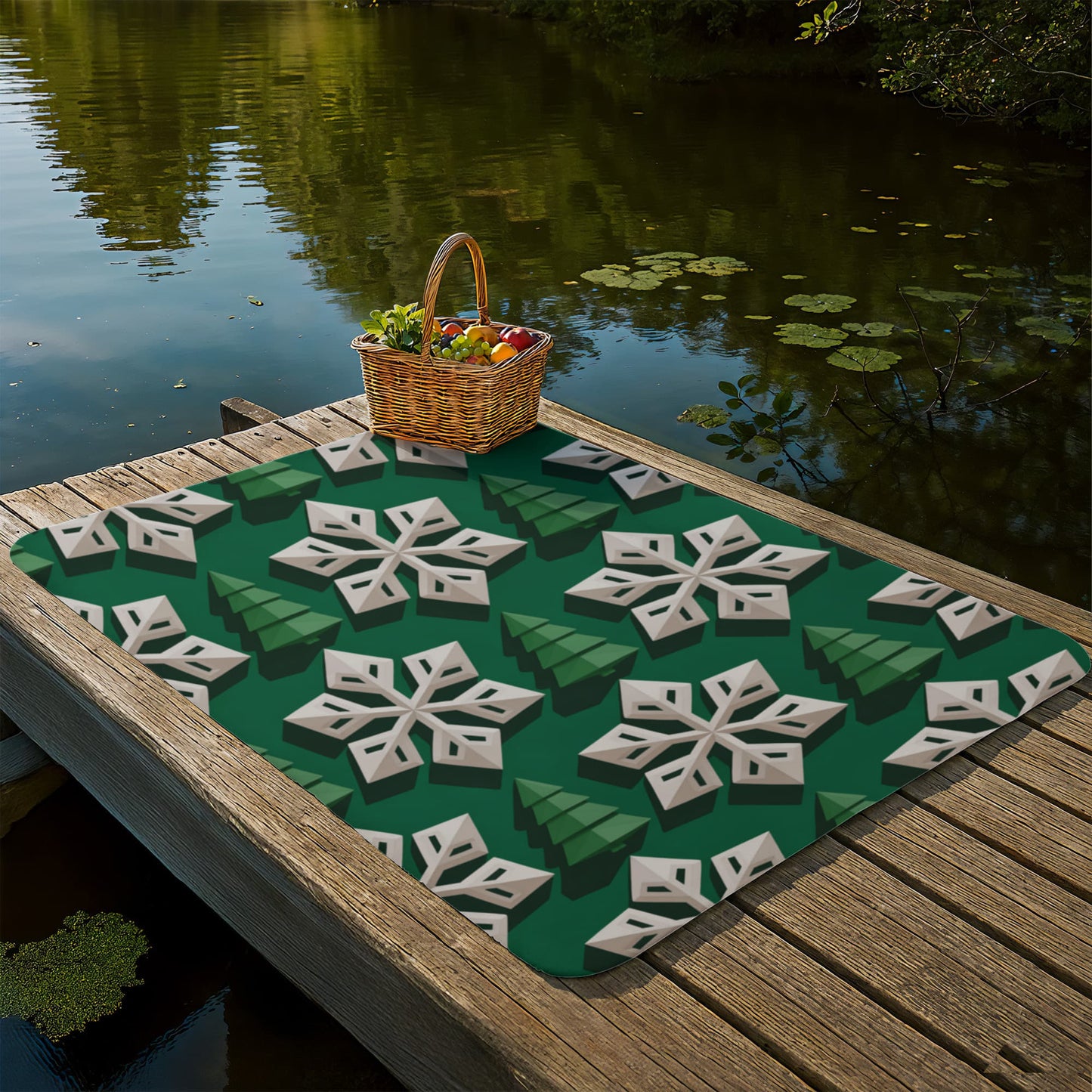 Christmas Green Geometric Blanket