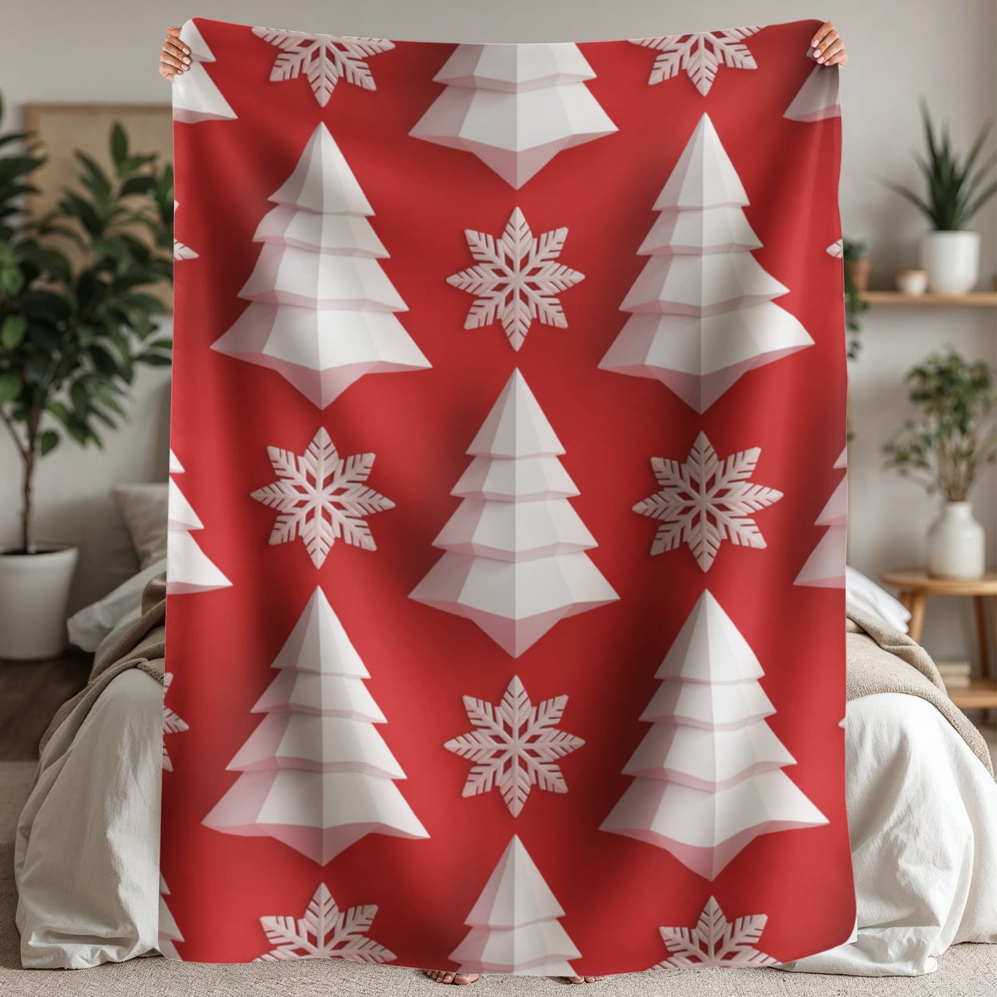 Christmas Red Geometric Blanket
