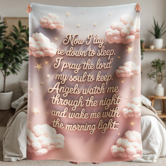 Now  I lay me down to sleep Blanket (pink)