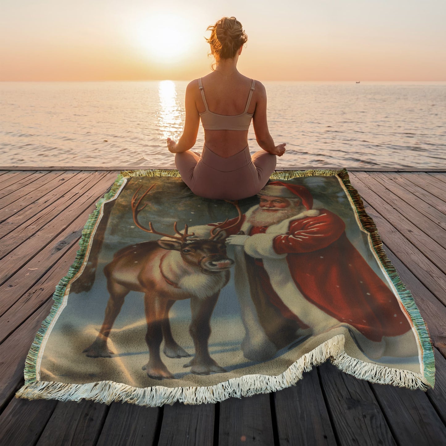 Santa and his Reindeer Blanket