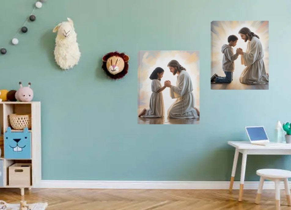 Deluxe Let's Pray Girl Portrait Canvas 1.5in Frame