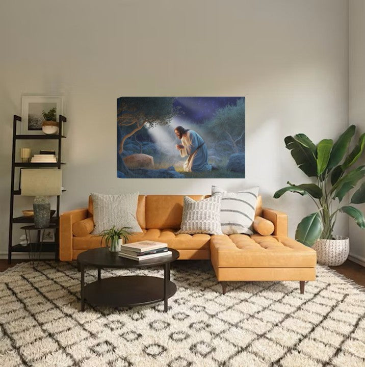 Deluxe Jesus Praying in the Garden of Gethsemane  Landscape Canvas 1.5in Frame