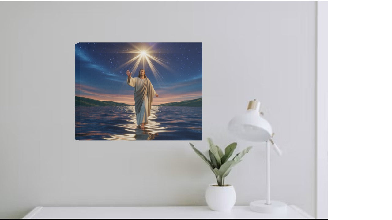 Deluxe Jesus Walks On Water Landscape Canvas 1.5in Frame