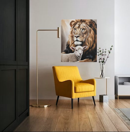 Deluxe The Lion and The Lamb Portrait Canvas 1.5in Frame
